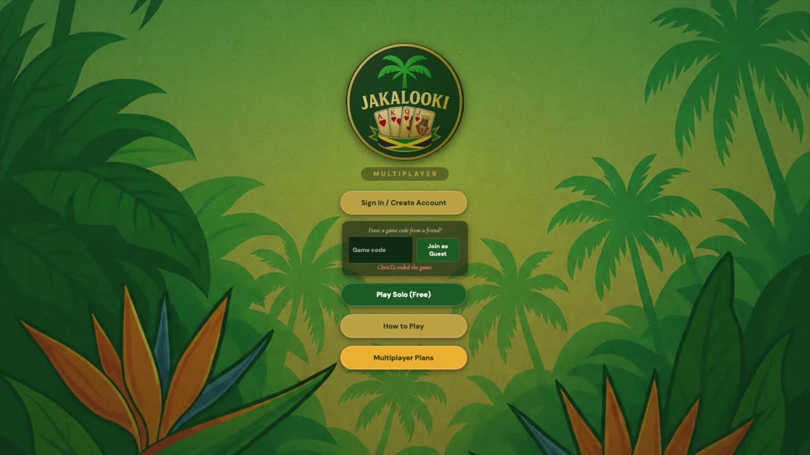 The Jakalooki welcome screen