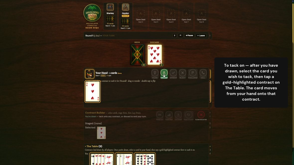A selected card and contracts highlighted in gold, ready to accept it