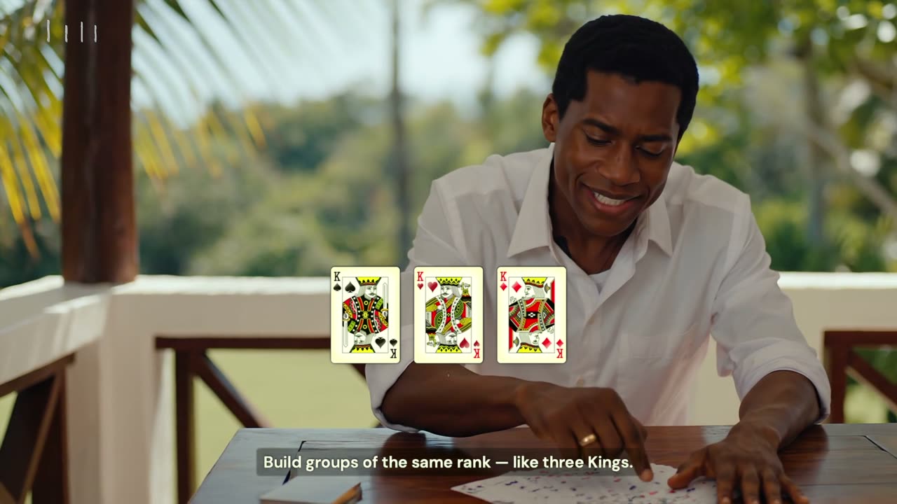 Three cards of the same rank forming a set